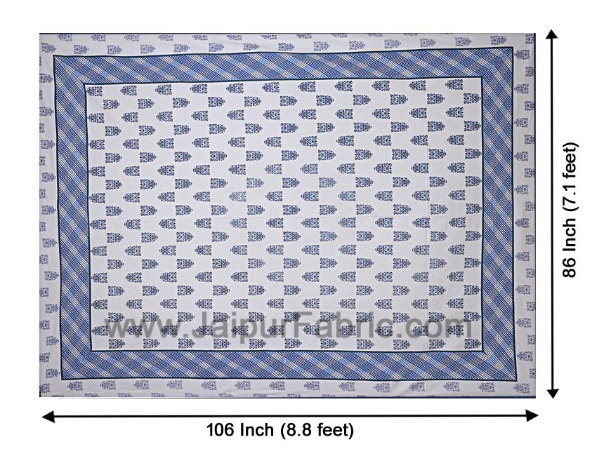 Double Bedsheet  Light Blue Small Booti Print