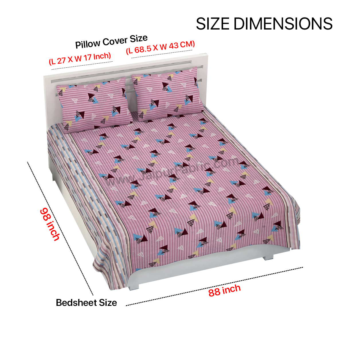 COMBO337 POLYGON PINK PRINT BEDSHEET + COMFORTER SET