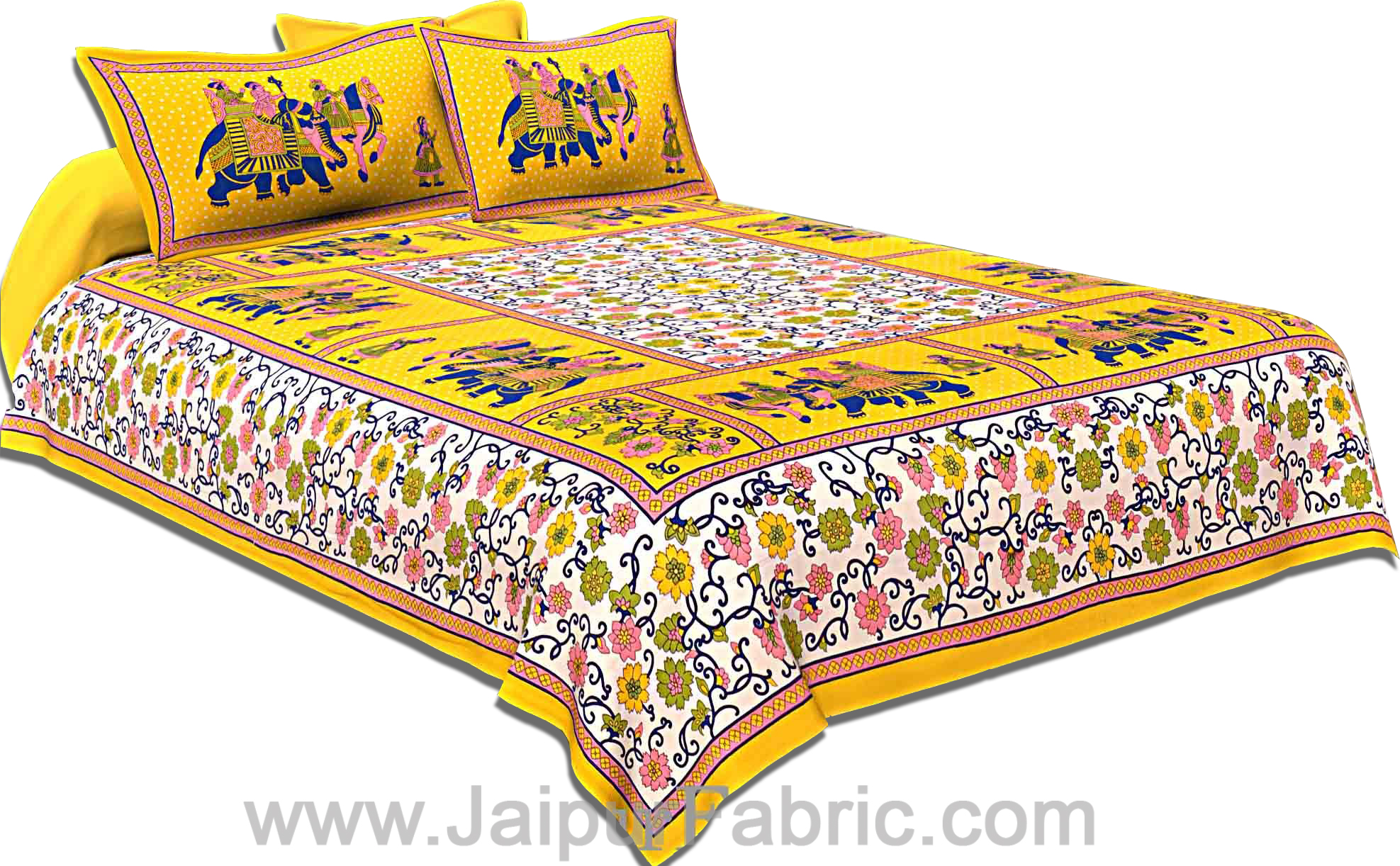 COMBO73- Set of 1 Double Bedsheet and  1 Single Bedsheet With  2+1 Pillow Cover