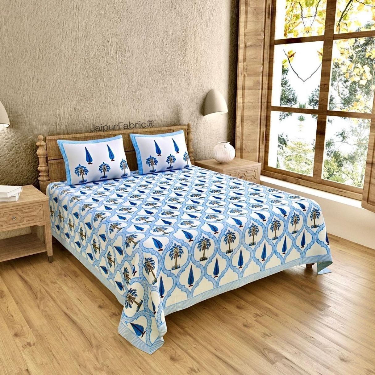 Exquisite Original Block Print 400 TC Pure Cotton King Size Bedsheet