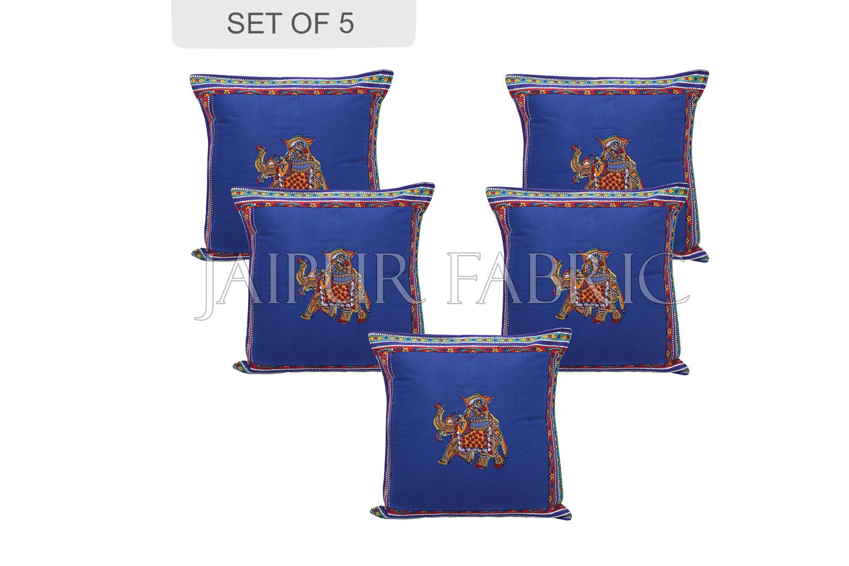 Blue Color Traditional Patch Work Cotton Cushion Cover