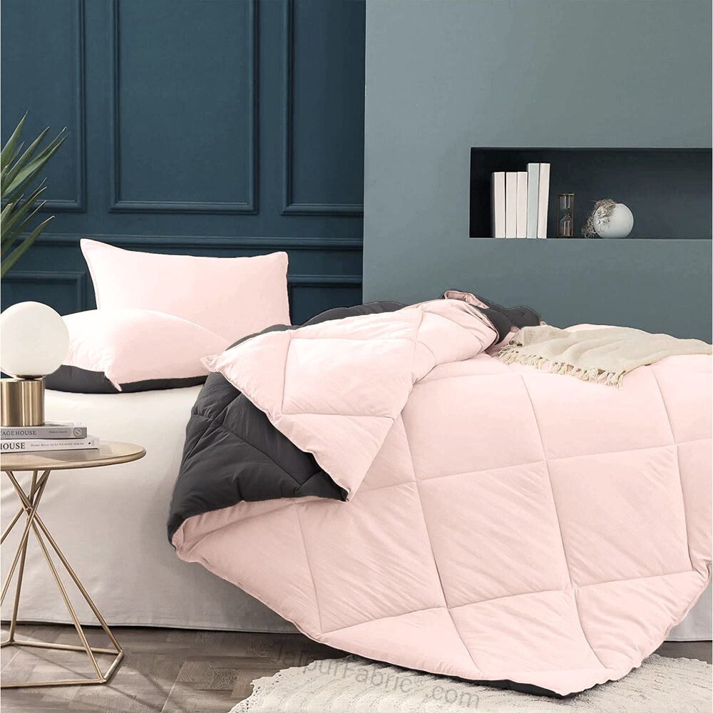 Pale Pink & Dark Grey Double Bed Comforter