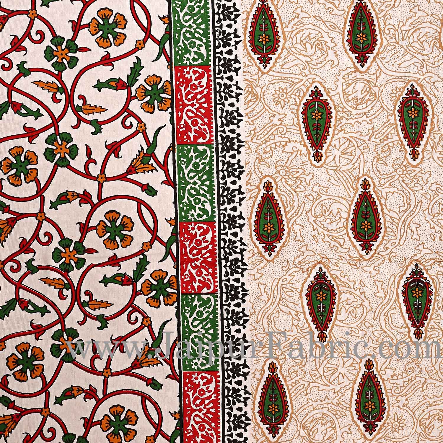 Red Border with broad jaal pattern cotton double bedsheet