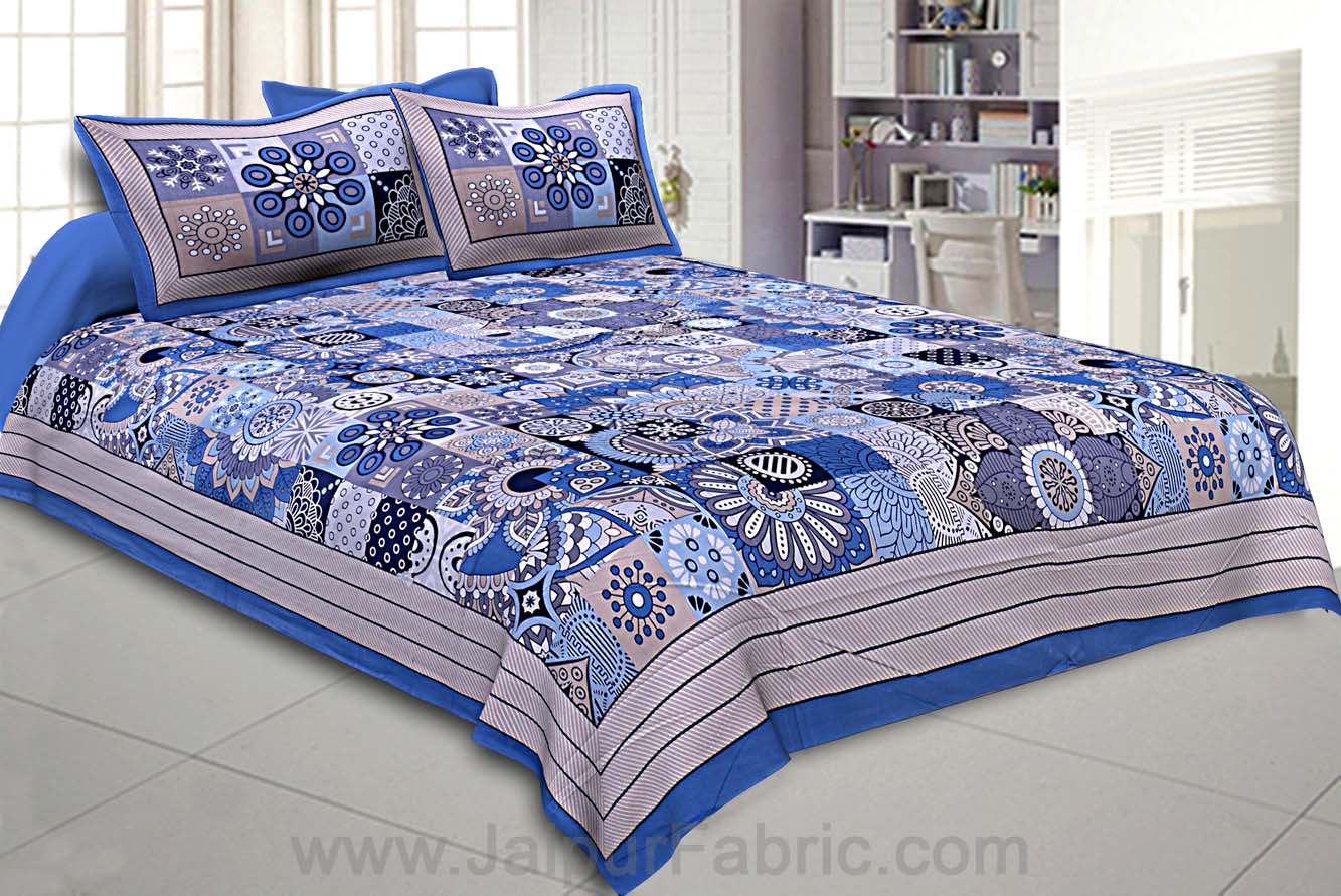 Sizzling squares blue bedsheet