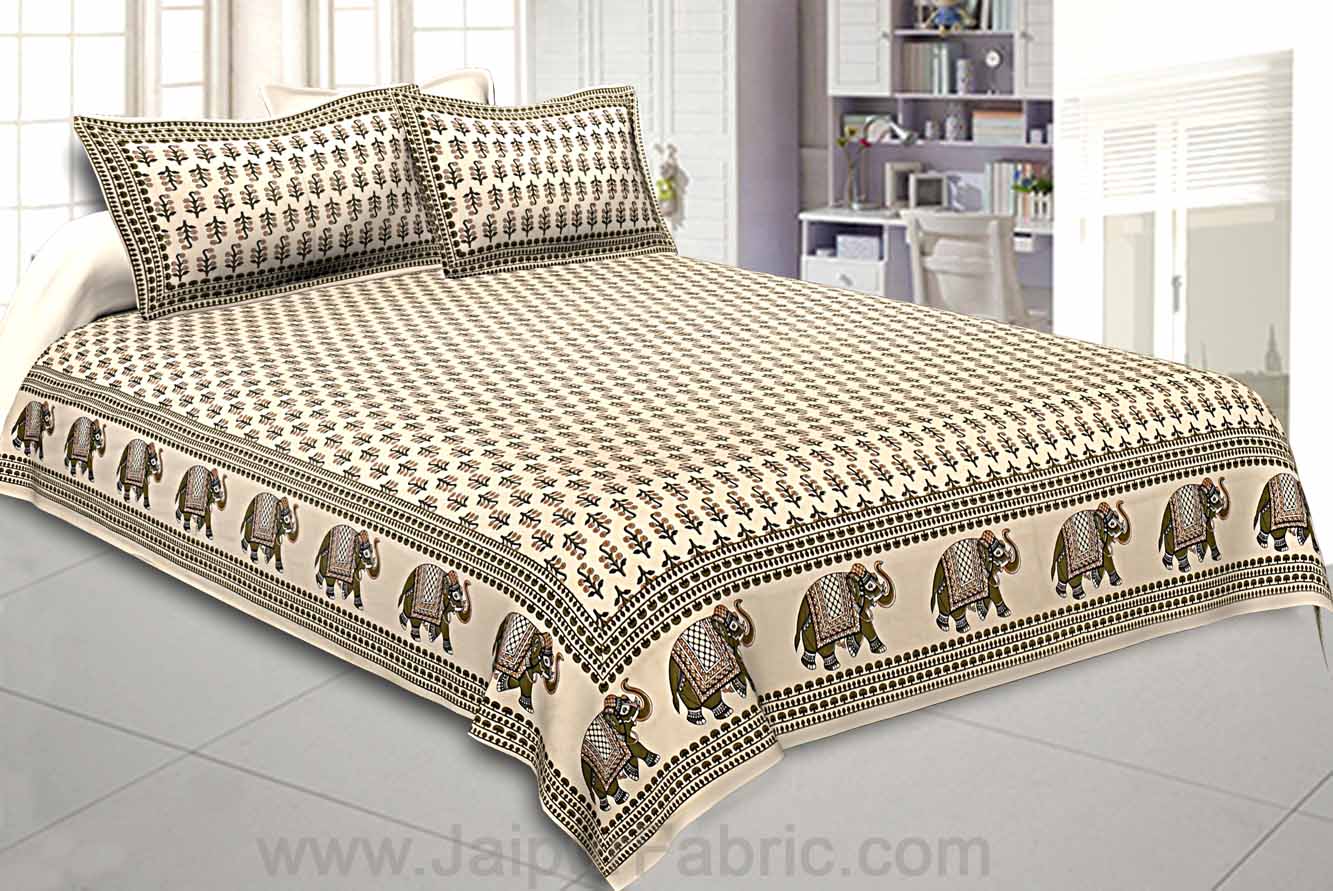 Creamy Caramel Motif Double Bedsheet