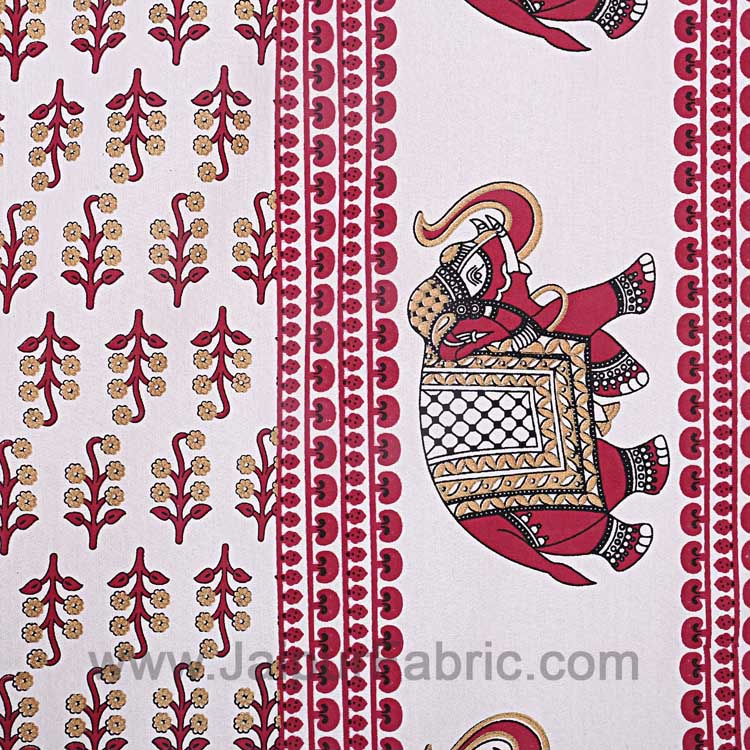 Vivid Red Motif Double Bedsheet