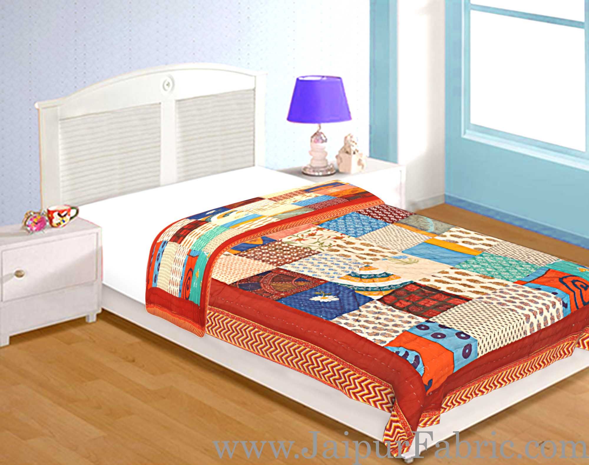 Patchwork AC Quilt/Blanket Soft Designer Single Bed - Multicolor (Multi)