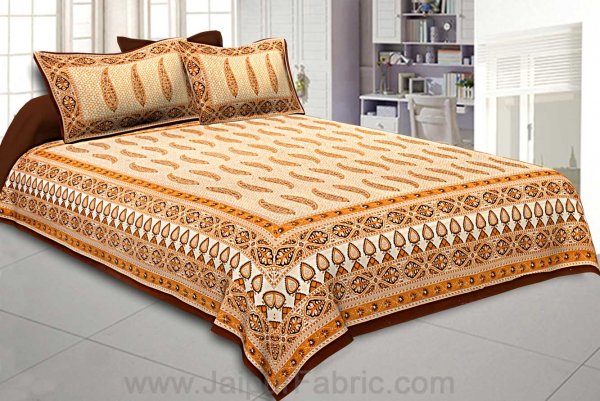 Ethnic Petals Print Mustard Yellow Bedsheet