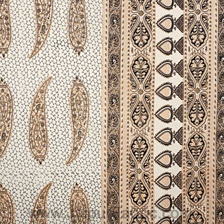 Ethnic Petals Print Sandy Brown Bedsheet