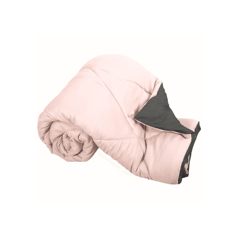 Pale Pink & Dark Grey Double Bed Comforter