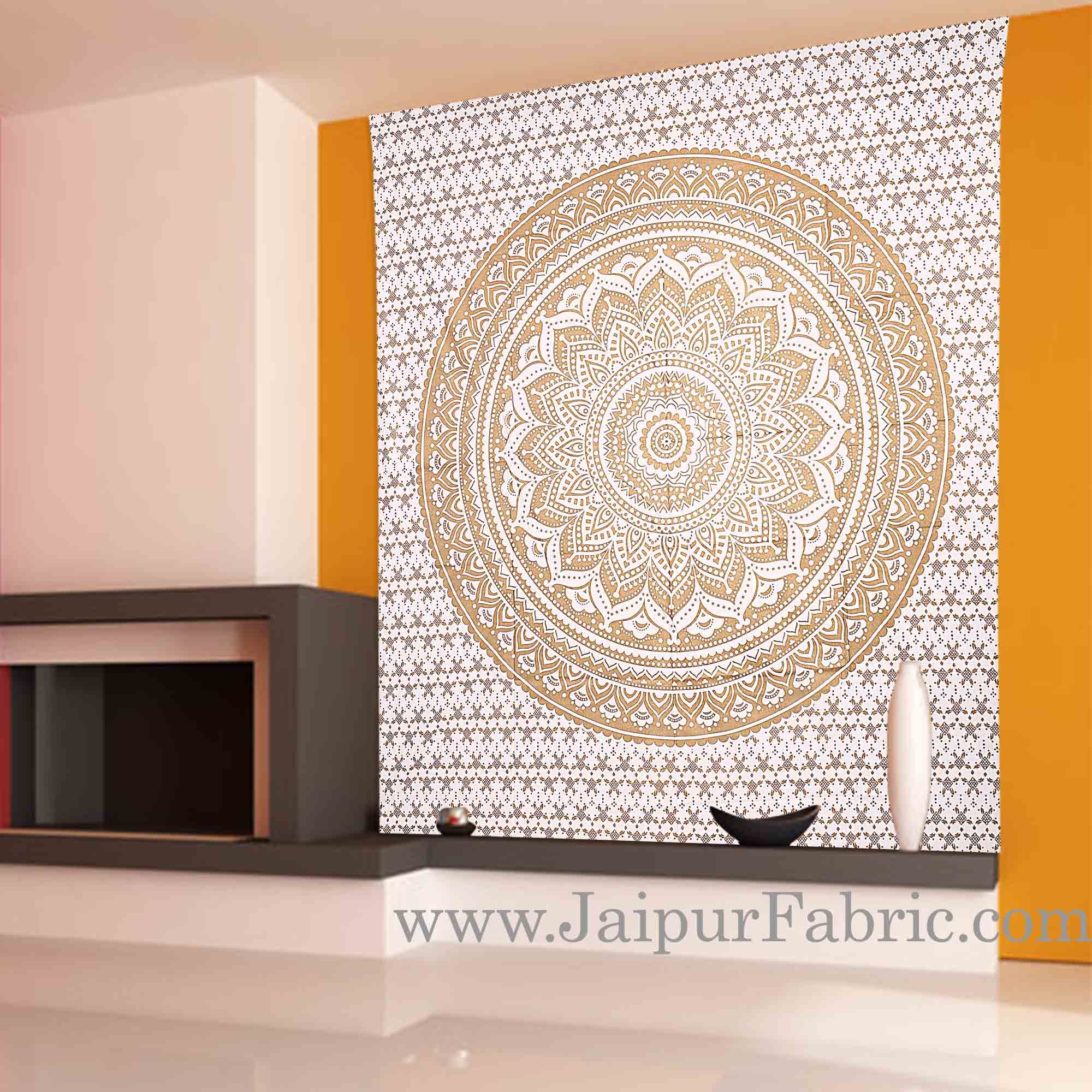 Gold Tapestry Ombre Mandala Wall Hanging Metallic Shine Bohemian Bedspread and beach throw 95x85