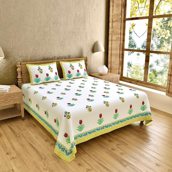 Artisanal Block Print 400 TC Pure Cotton King Size Bedsheet Curated for Perfection