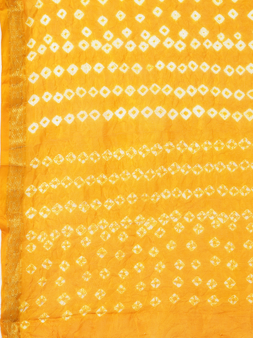 Silk Bandhani and Zari Weaving Saree with Unstitched Blouse - Orange And White