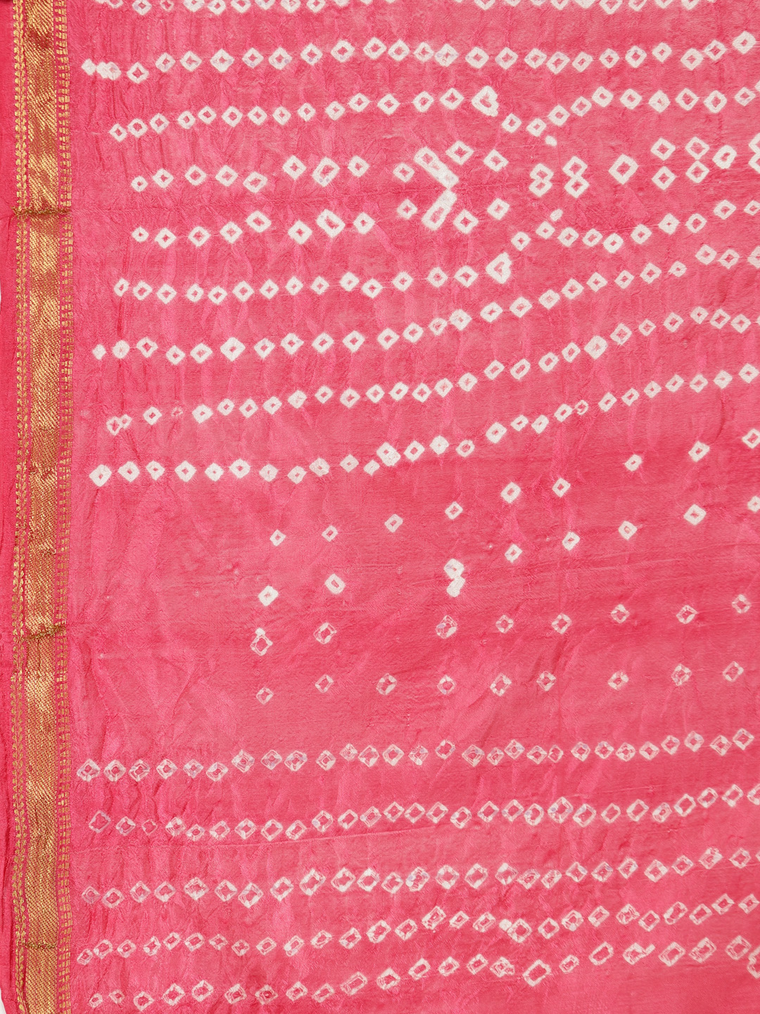 Women Silk Bandhani and Zari Weaving Saree with Unstitched Blouse - Pink And Orange