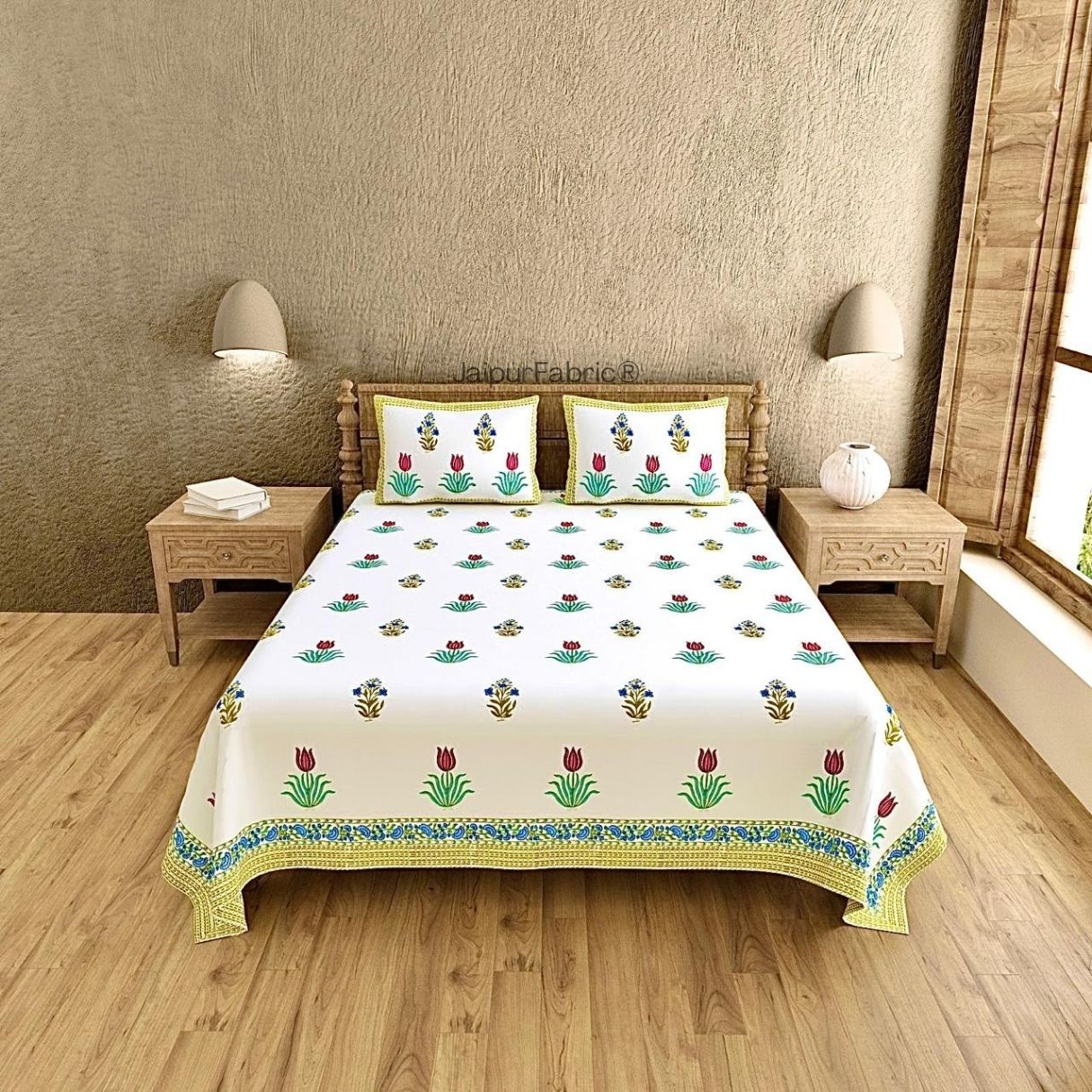 Artisanal Block Print 400 TC Pure Cotton King Size Bedsheet Curated for Perfection