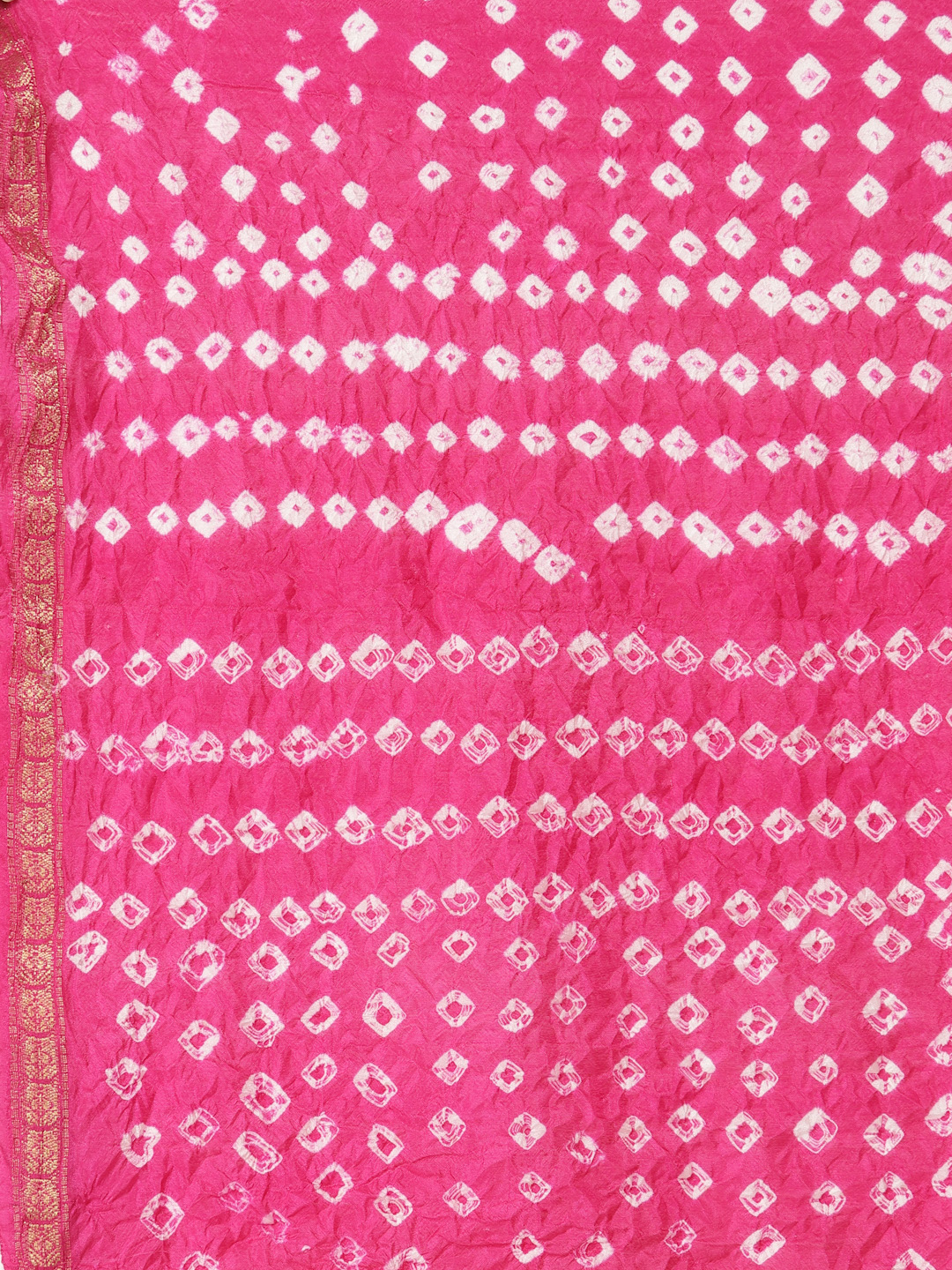 Women Silk Bandhani and Zari Weaving Saree with Unstitched Blouse - Pink And White