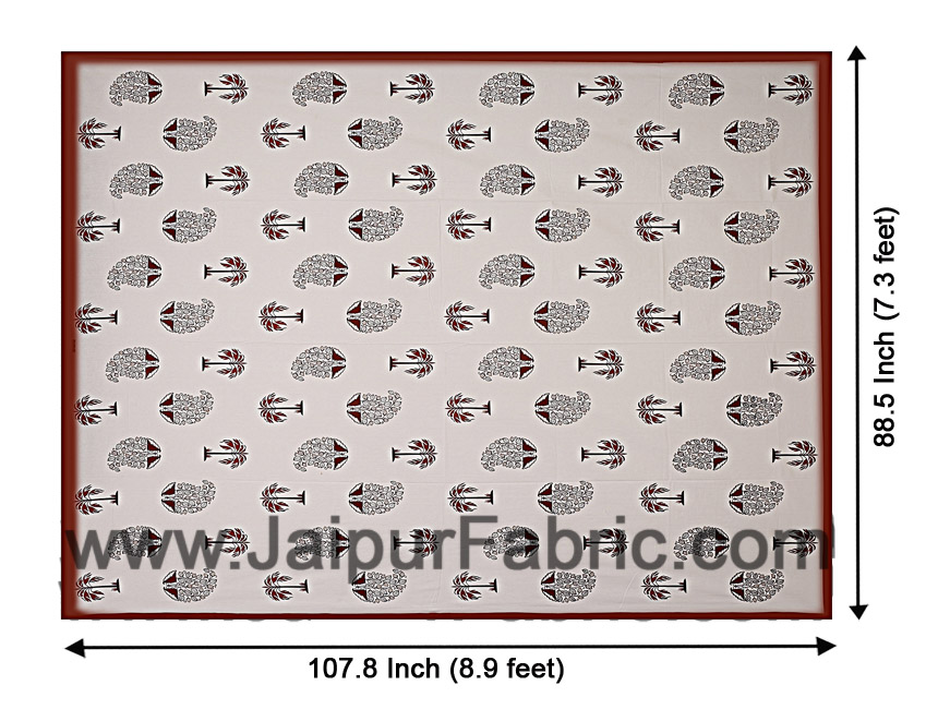 Double Bedsheet  Coffe Border  Fine Cotton  Block Print