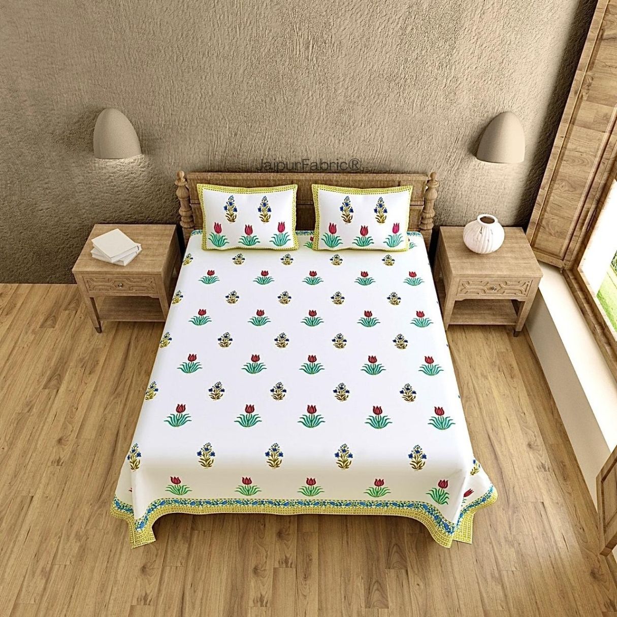 Artisanal Block Print 400 TC Pure Cotton King Size Bedsheet Curated for Perfection