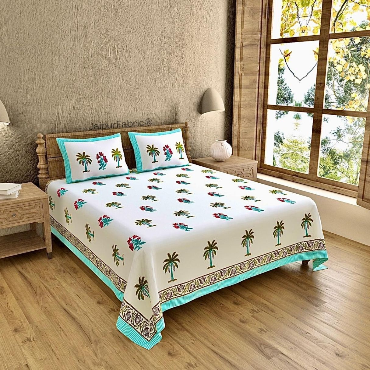 Intricately Designed Masterpiece Block Print 400 TC Pure Cotton King Size Bedsheet