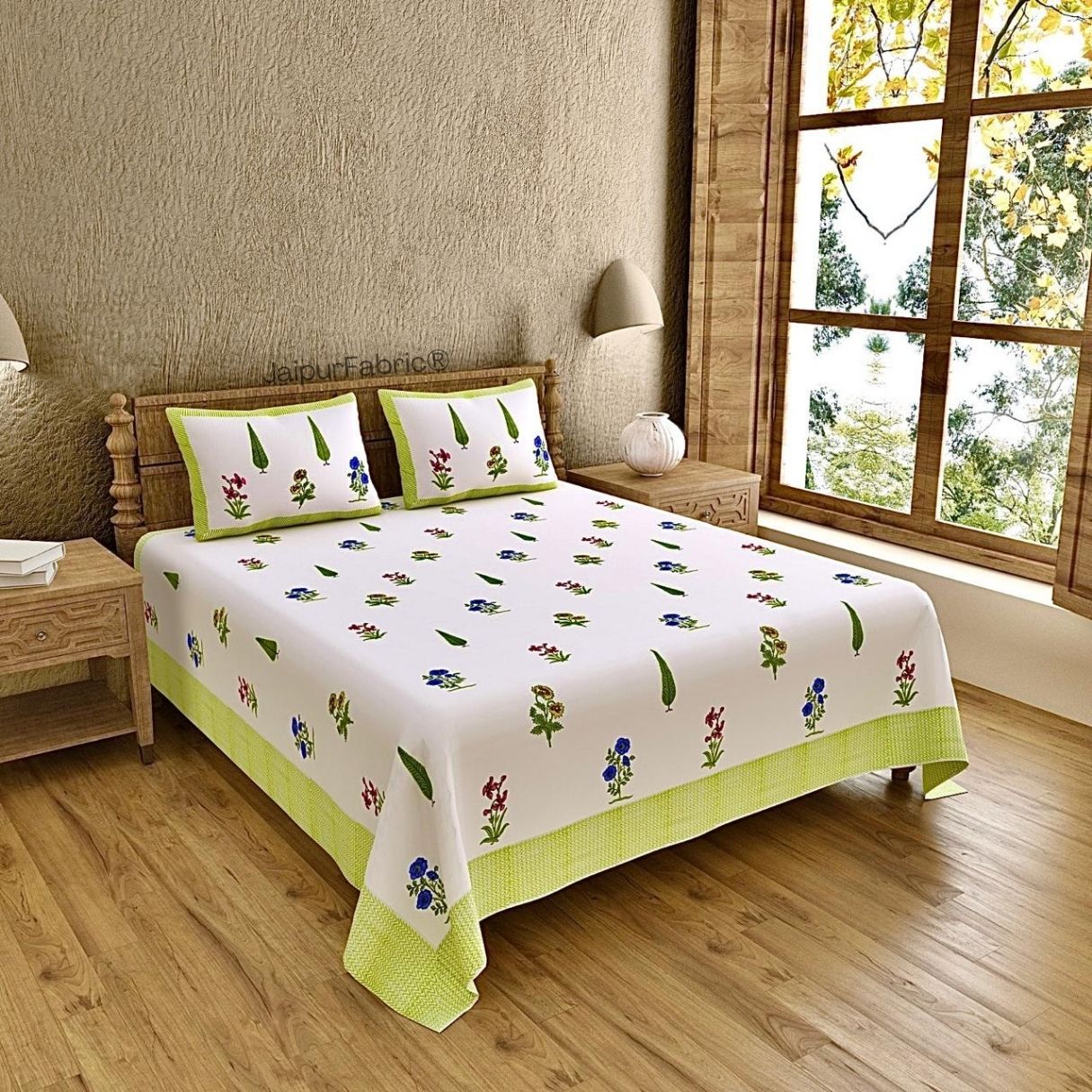 Timeless Luxury Curated Block Print 400 TC Pure Cotton King Size Bedsheet