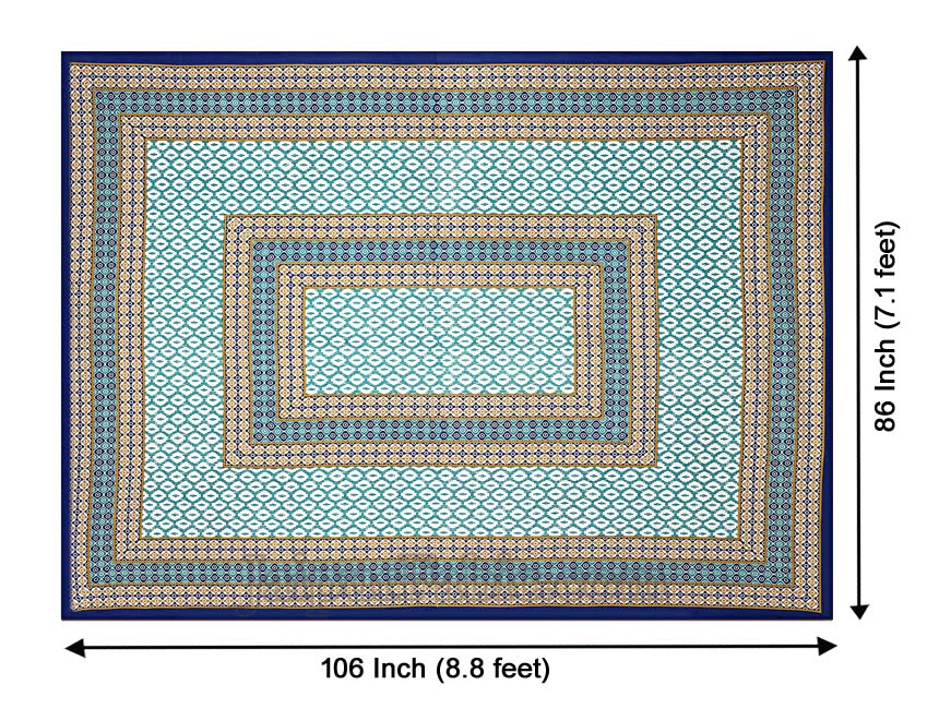 Double Bedsheet Royal Blue Border Rectangle Print