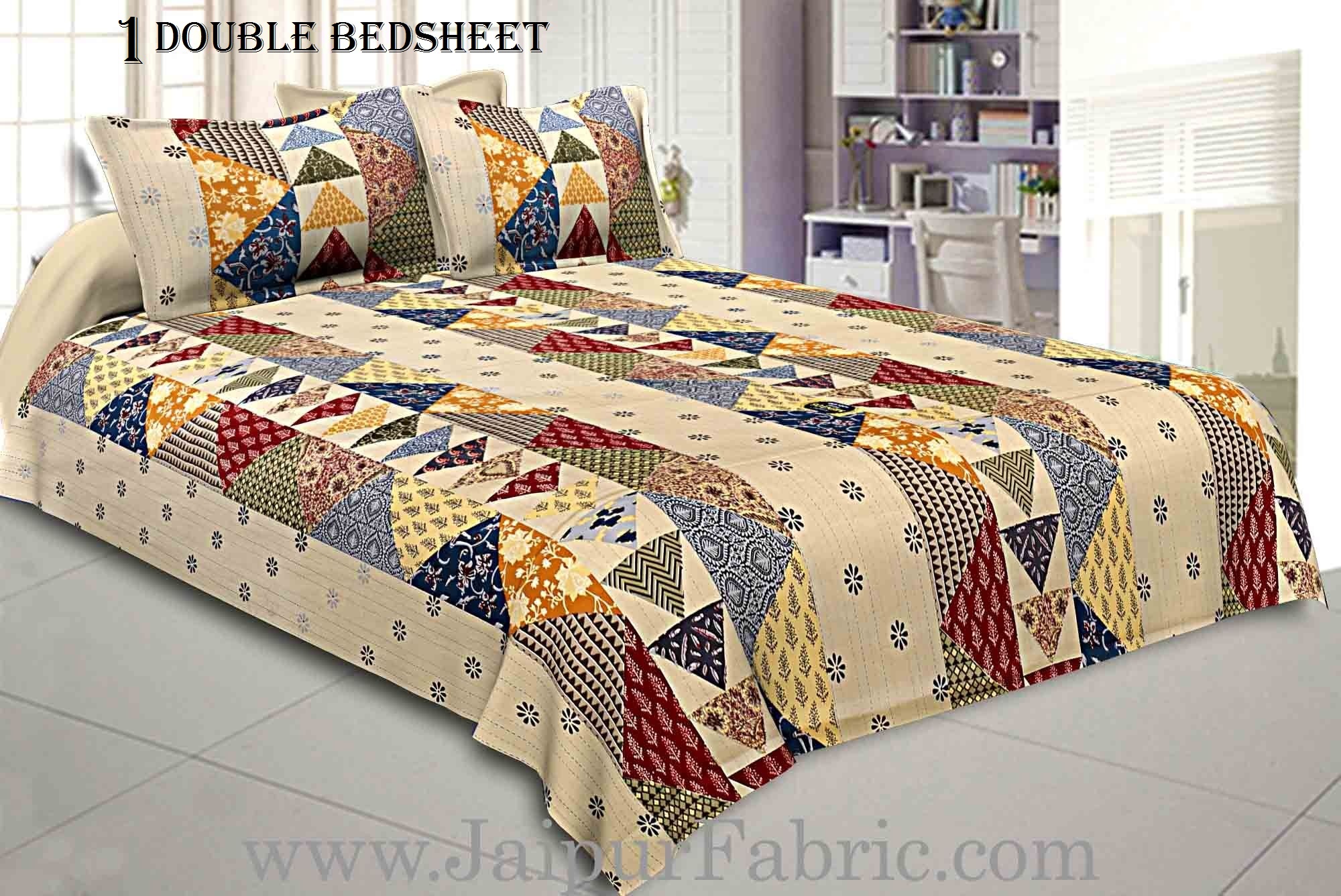 COMBO200 Beautiful Barmeri 1 Double Bedsheets + 1 Single Bedsheet + 4 Pillow Covers