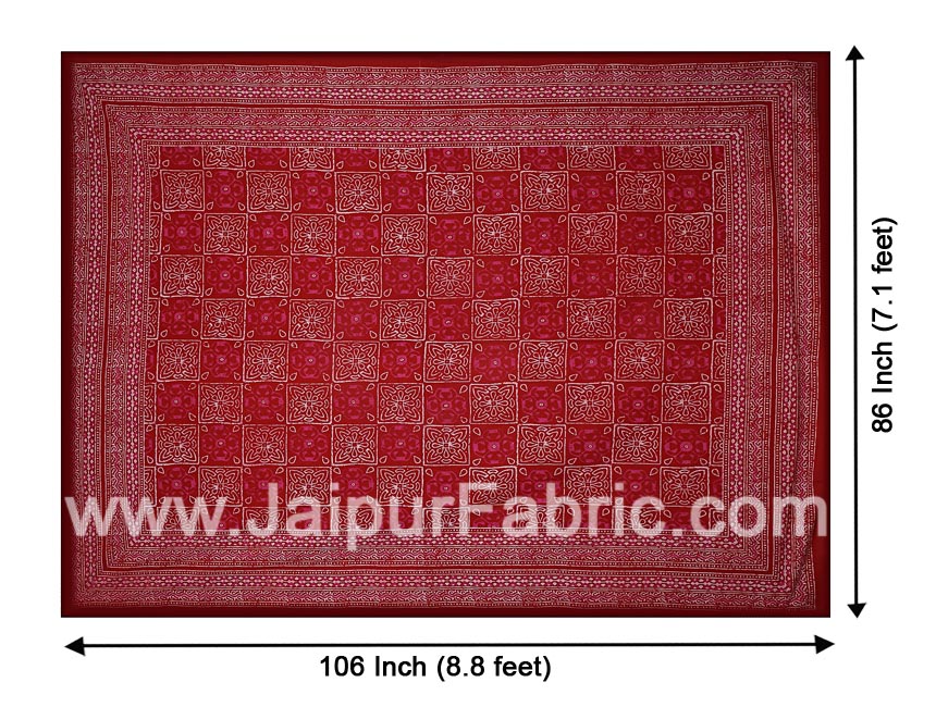 Double Bedsheet Dabu Indigo Dye Red Geometric Patteren