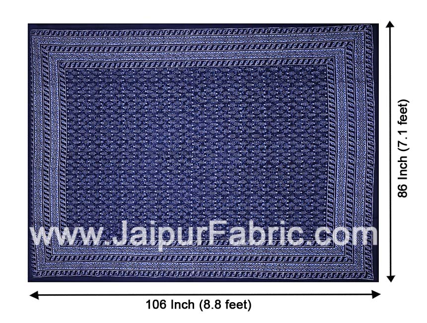 Double Bedsheet Dabu Indigo Dye Navy Blue Hand Block Print