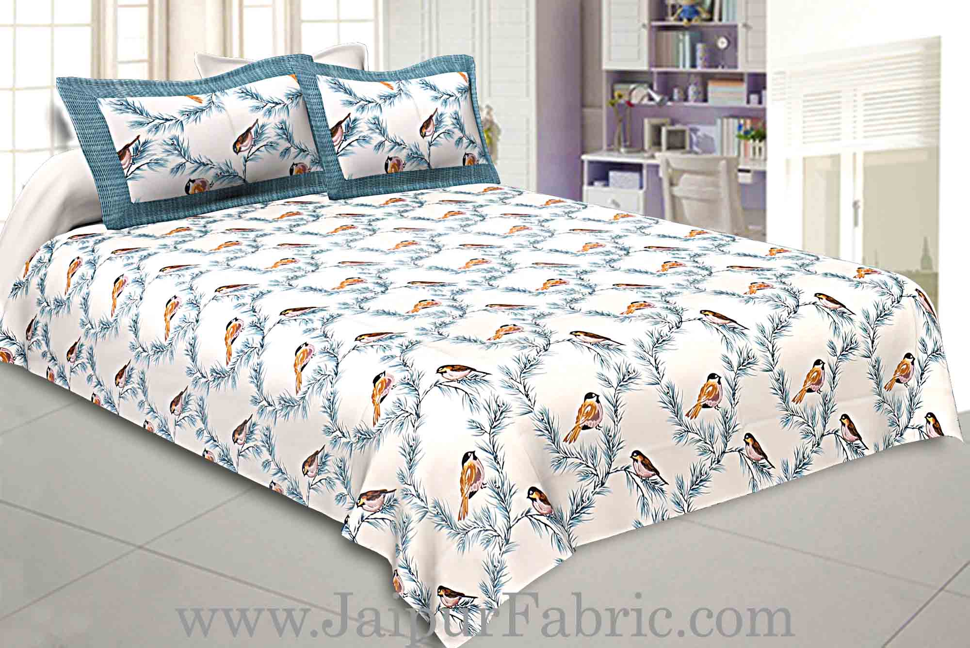 COMBO87- Set of 1 Double Bedsheet and  1 Single Bedsheet With  2+2 Pillow Cover