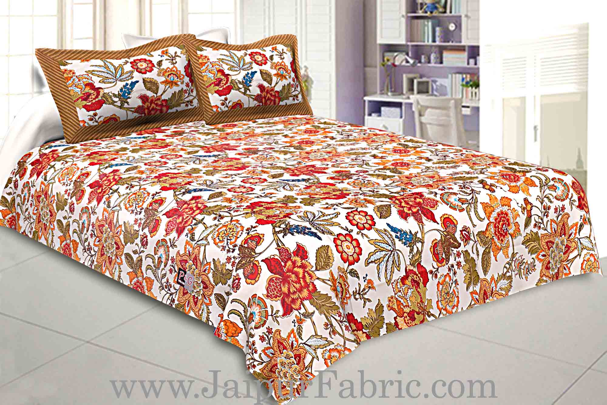 COMBO91- Set of 1 Double Bedsheet and  1 Single Bedsheet With  2+2 Pillow Cover