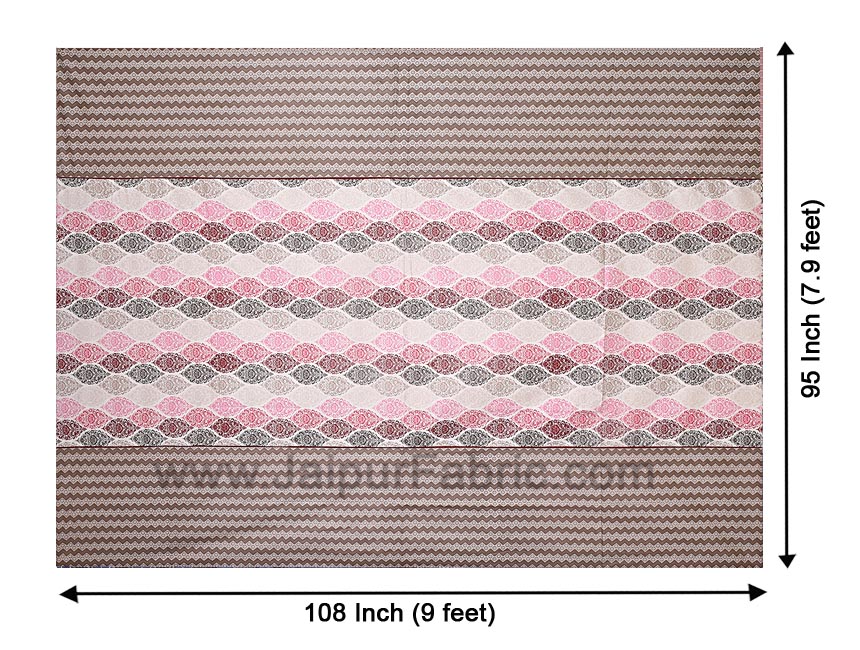 Double Bedsheet Brown Pink Retro Pattern