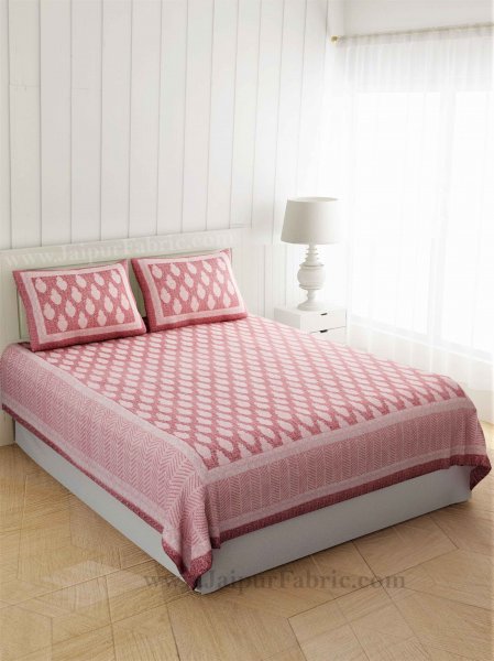 Pastel Pink Boota Print Double Bedsheet