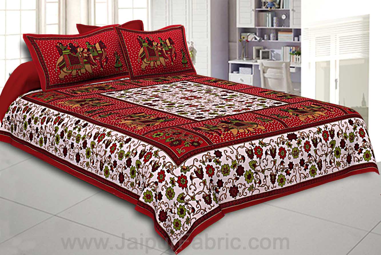 COMBO74- Set of 1 Double Bedsheet and  1 Single Bedsheet With  2+1 Pillow Cover