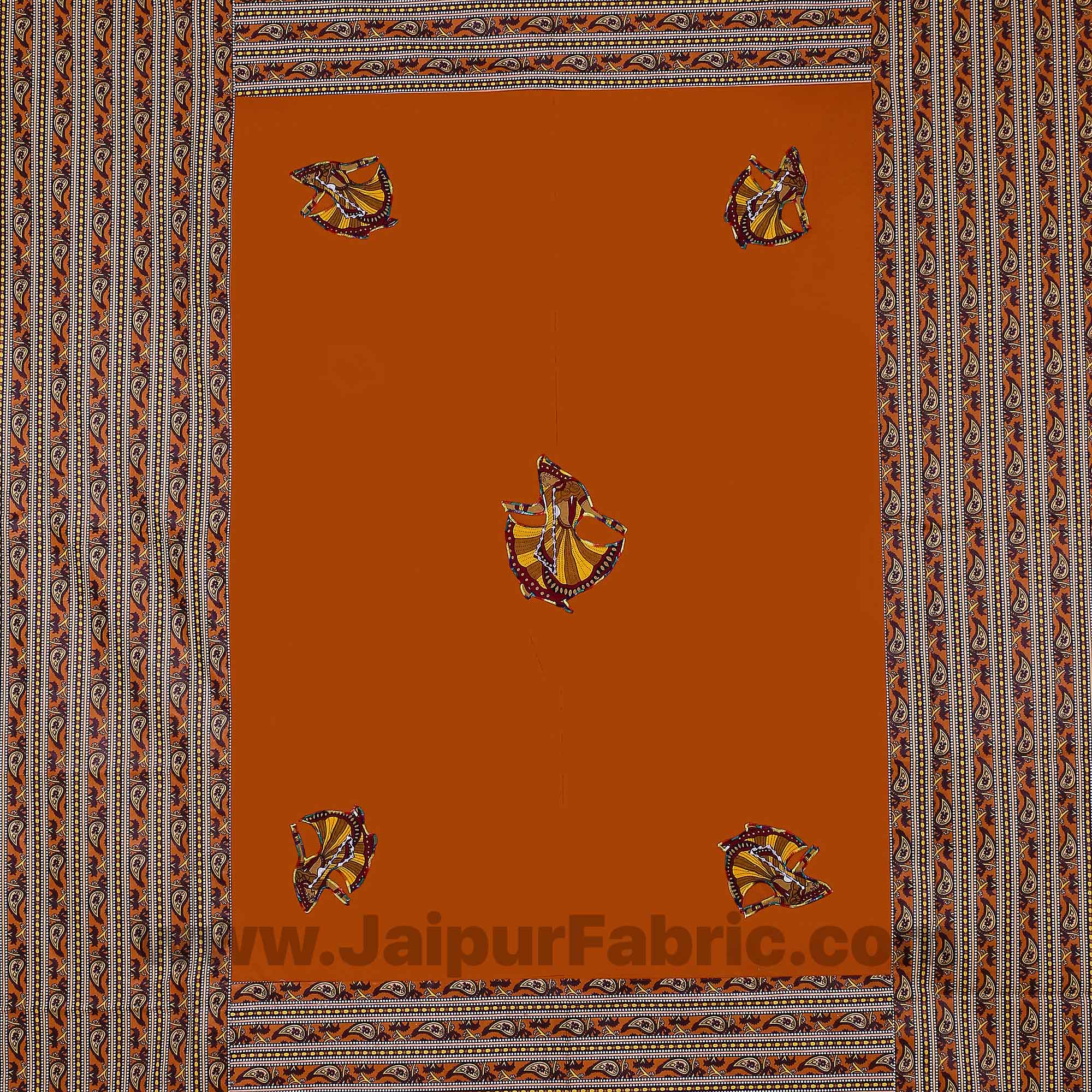 Applique Mustard Gujri Jaipuri  Hand Made Embroidery Patch Work Double Bedsheet