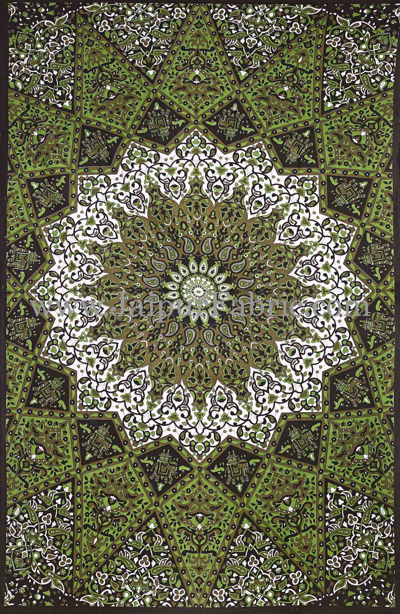 Green Mandala tapestry wall hanging and beach throw