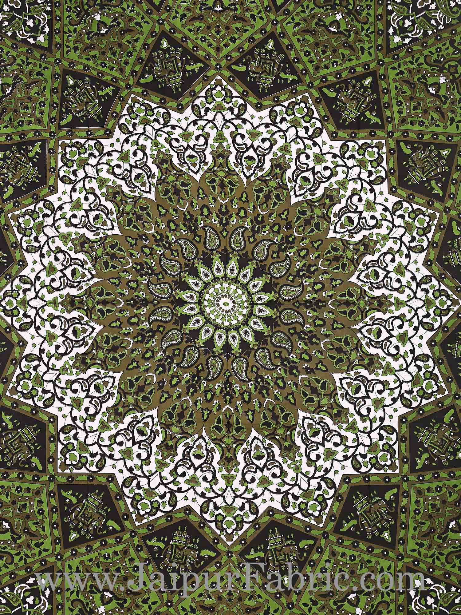 Green Mandala tapestry wall hanging and beach throw