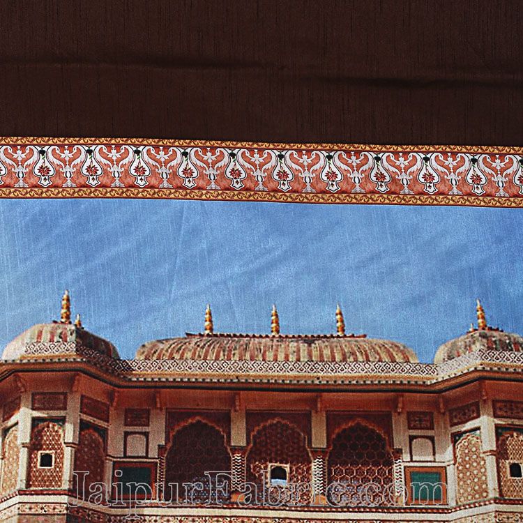 Digital Print Silk Bedsheet Jaipur Amer Fort