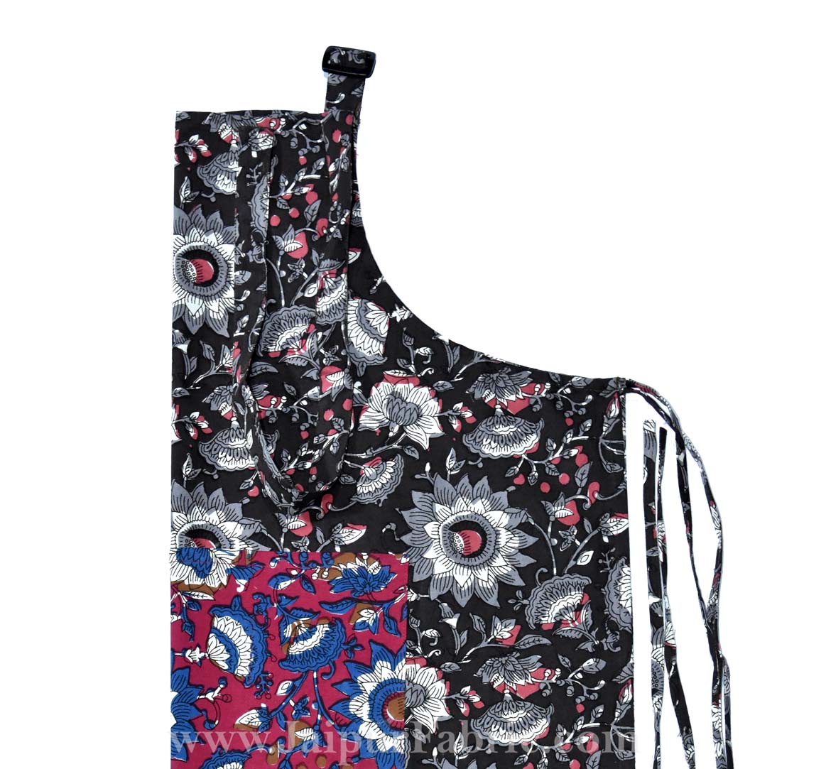 Floral Motif print beautiful black apron