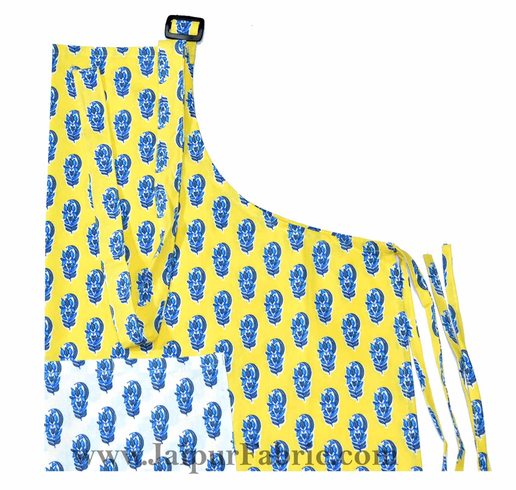 floral block print yellow apron