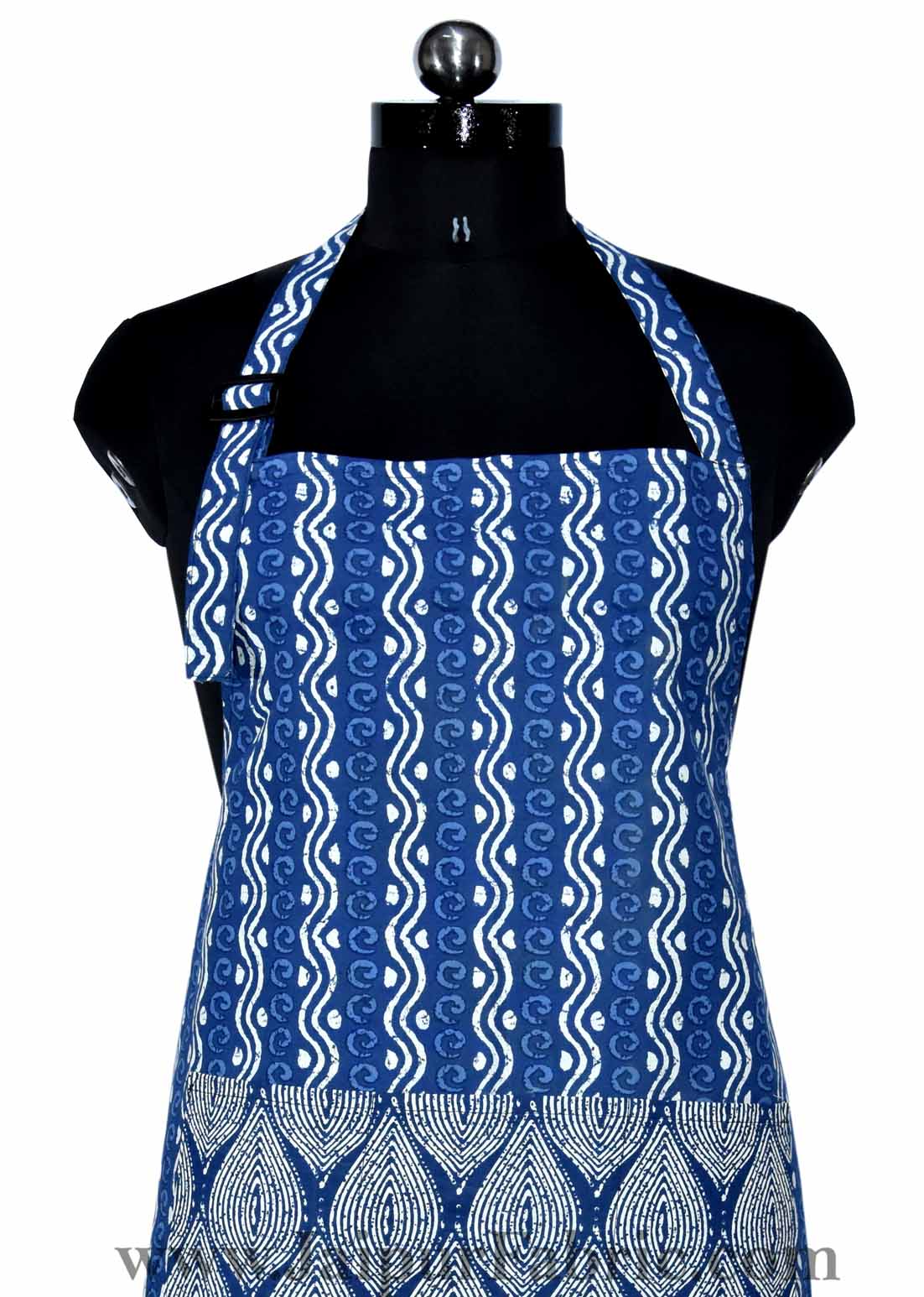 Indigo print blue apron