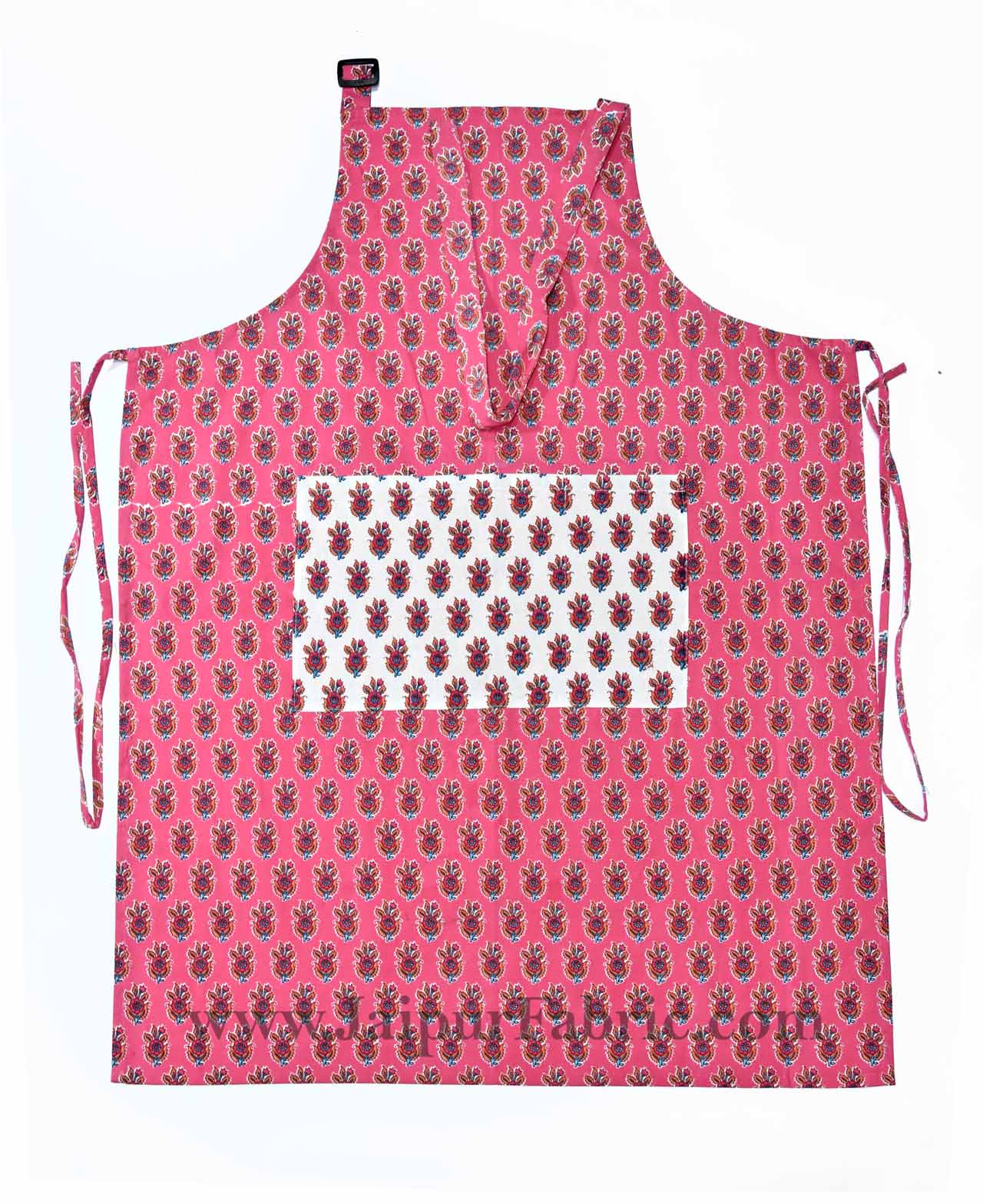 floral block print pink apron