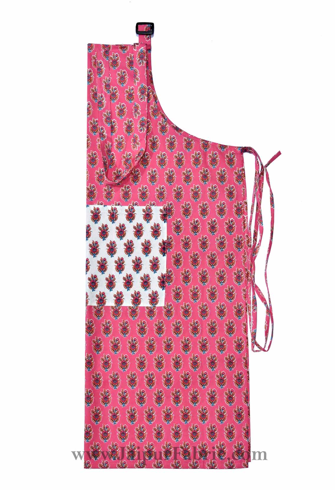 floral block print pink apron