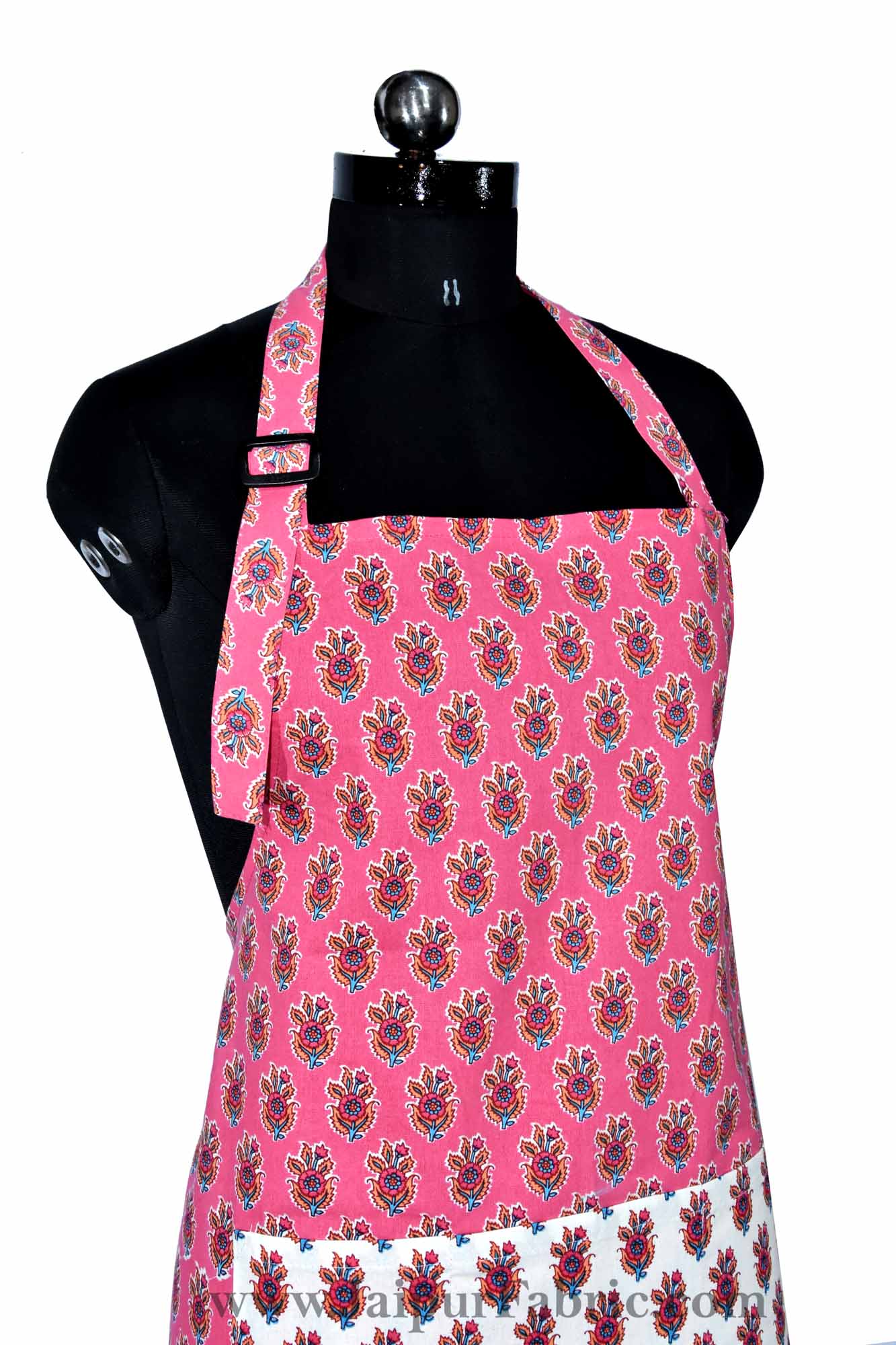 floral block print pink apron