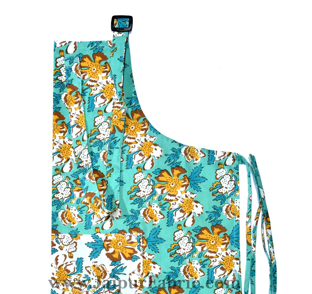 Floral garden sea green apron