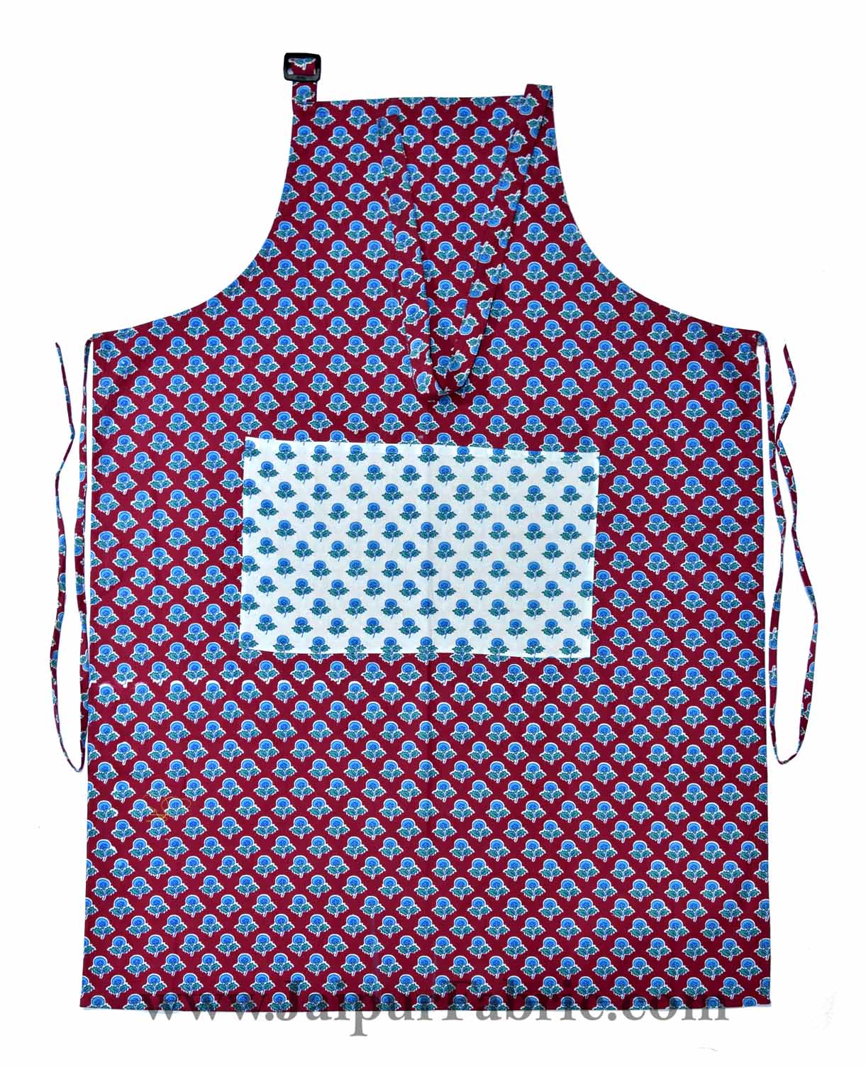 Buti print brick red apron