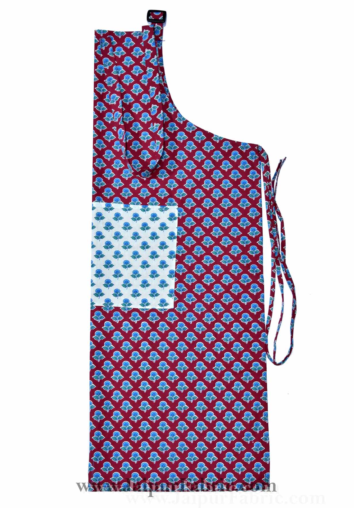 Buti print brick red apron