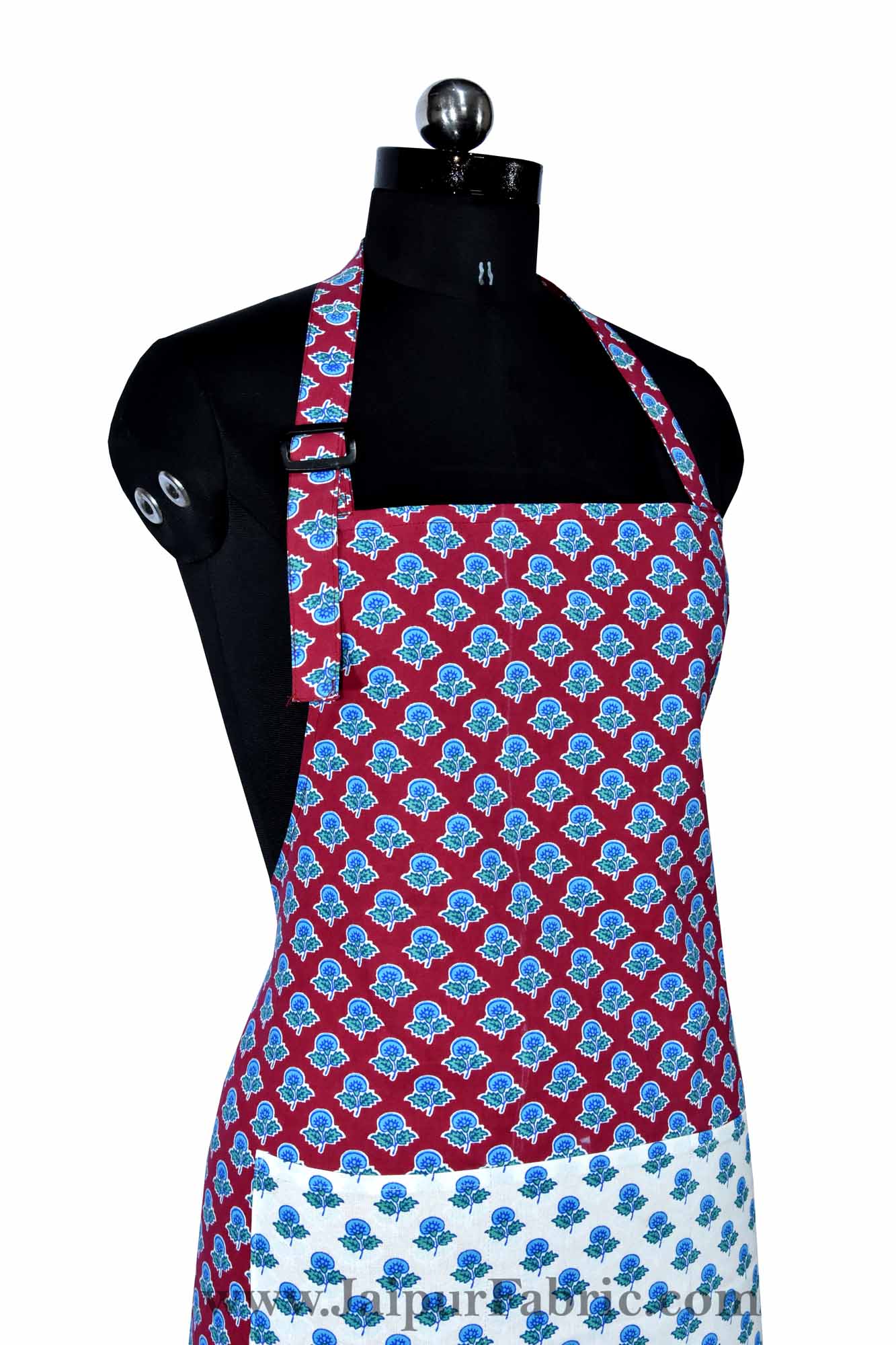 Buti print brick red apron