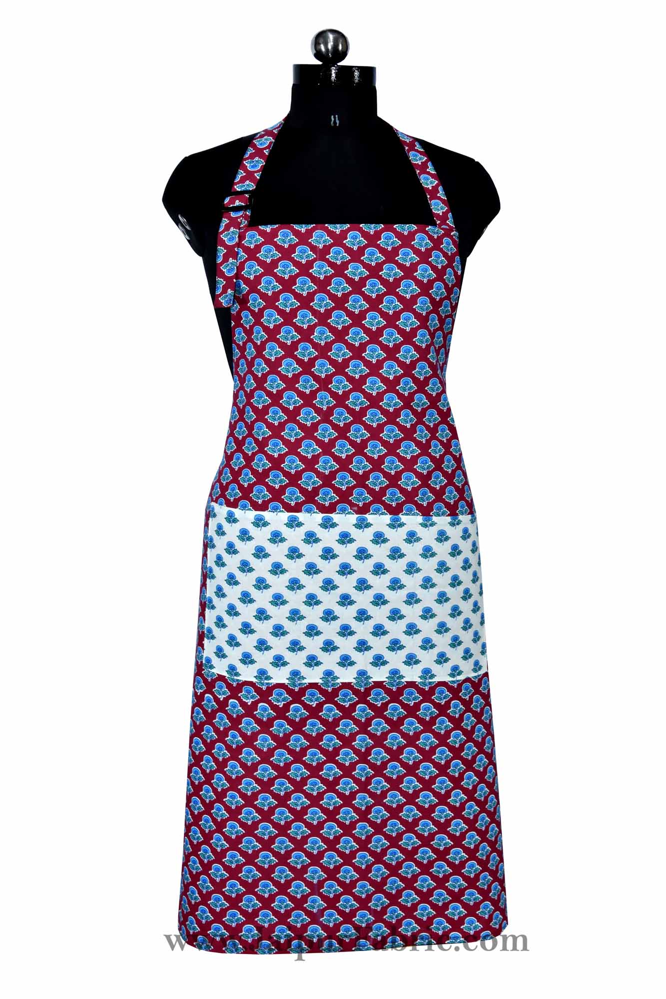 Buti print brick red apron