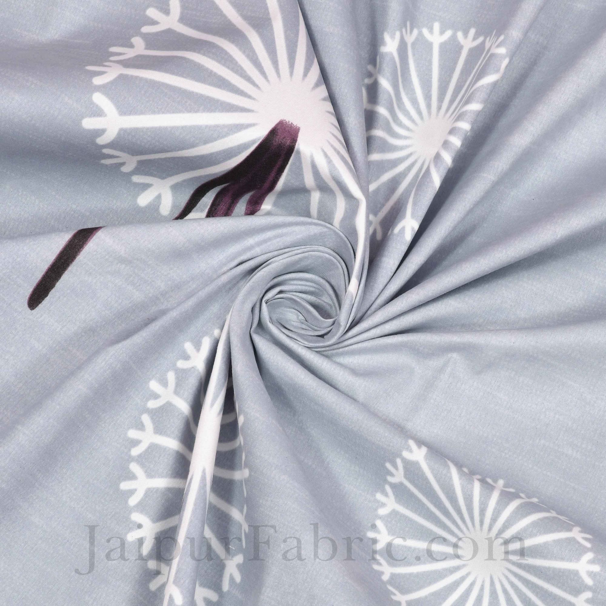 Pastel Grey Dandellions Super Soft King Size Double BedSheet