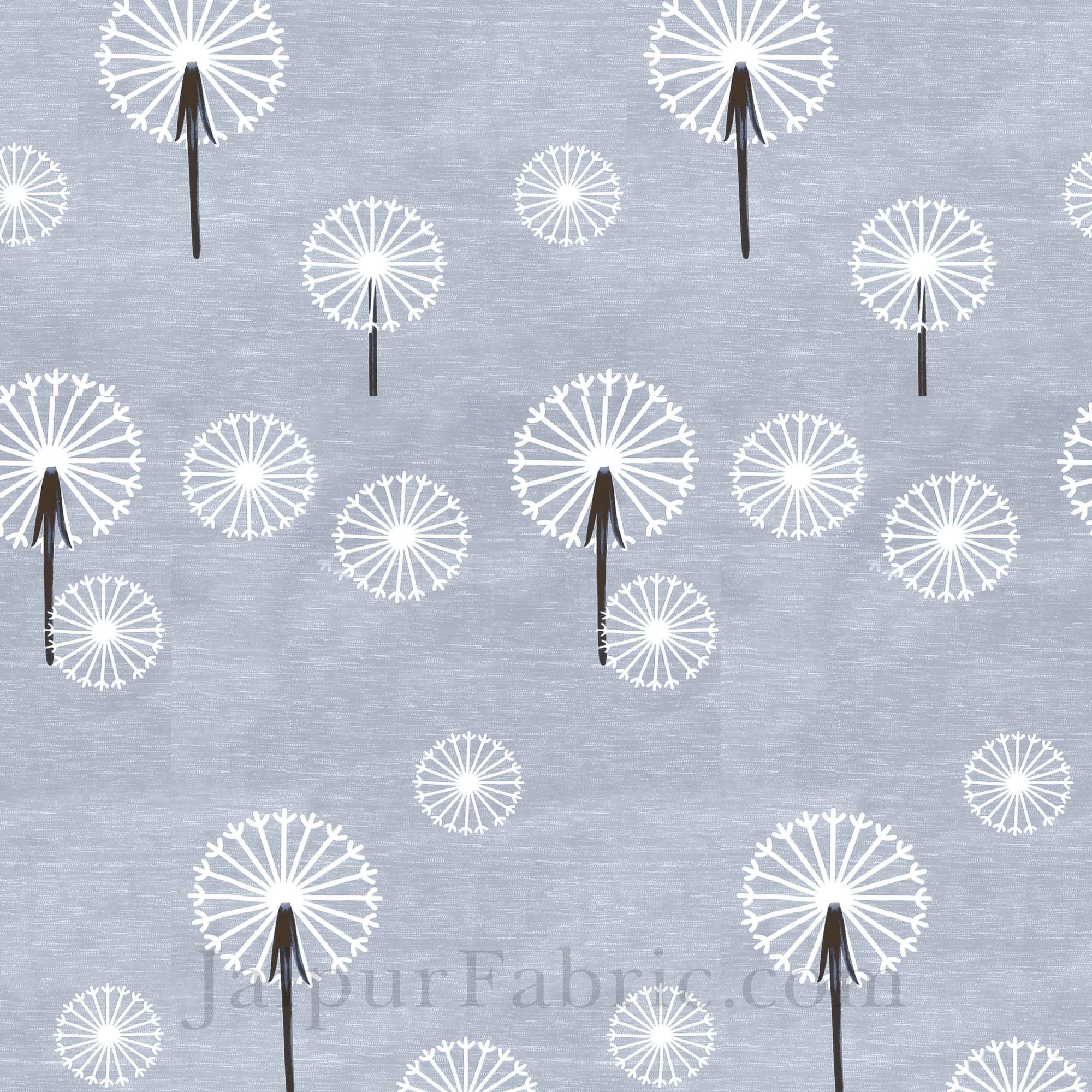 Pastel Grey Dandellions Super Soft King Size Double BedSheet